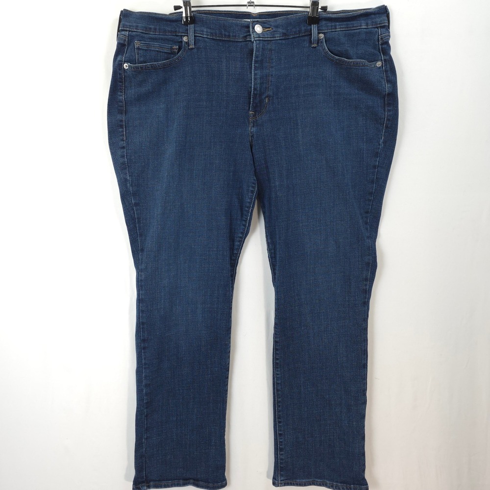Levi's Classic Straight Jeans Women 20W M Stretch Indigo Blue Plus Size‎ Casual